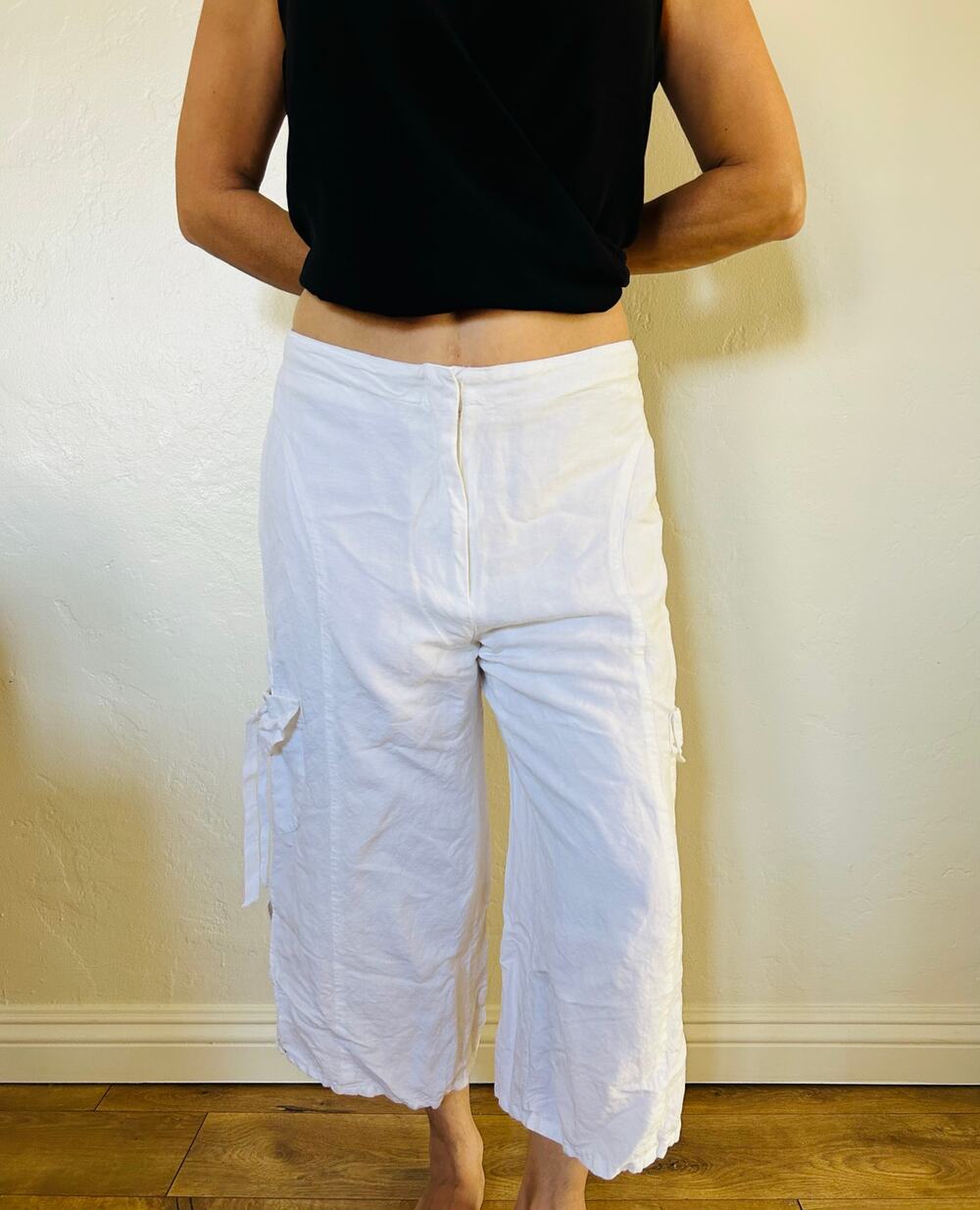 David N White Linen Cargo Pants